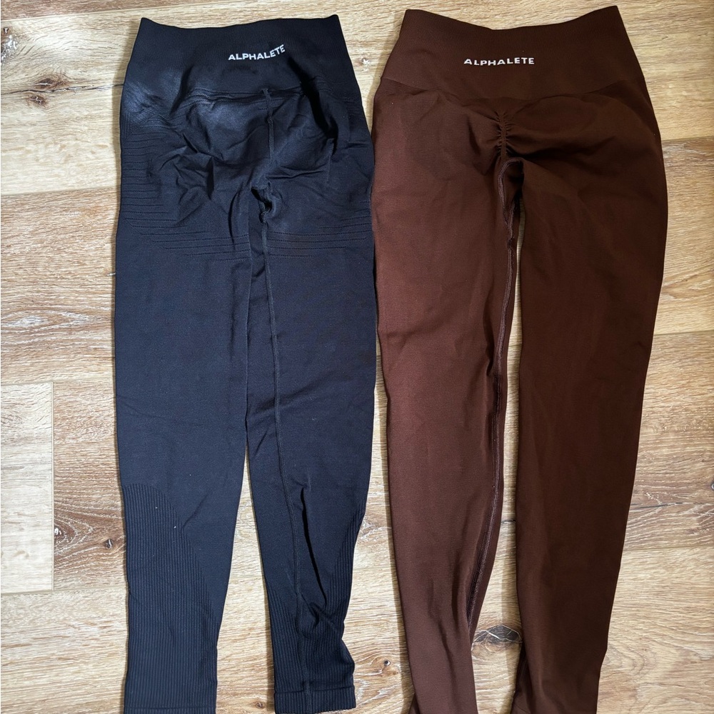 Alphalete Dual Pack Black and Brown Leggings